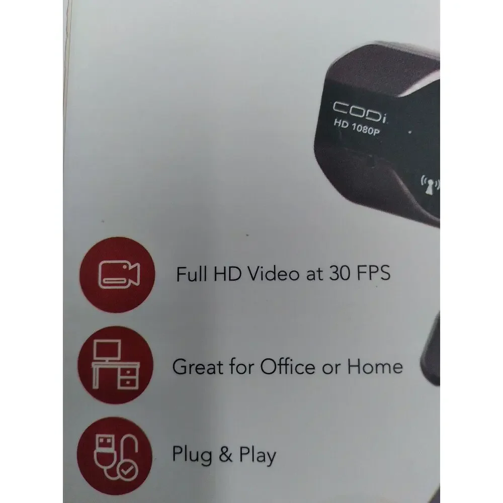Codi A05024 Aquila HD 1080P Fixed Focus Webcam FIXED FOCUS ROTATING BLACK